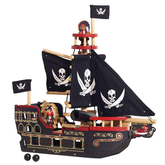 Le Toy Van Barbarossa Pirate Ship Set Premium Wooden Toys for Kids Ages 3 years & Up