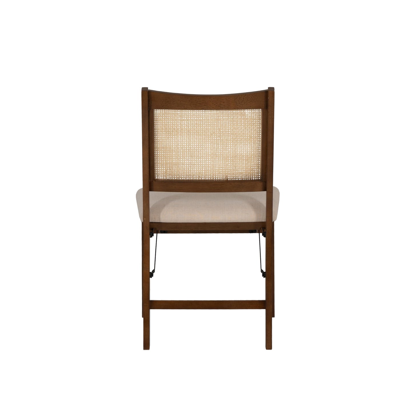 Powell Kasi Brown and Natural Rattan Cane Fully Assembled Foldable Wooden Dining Side Chair