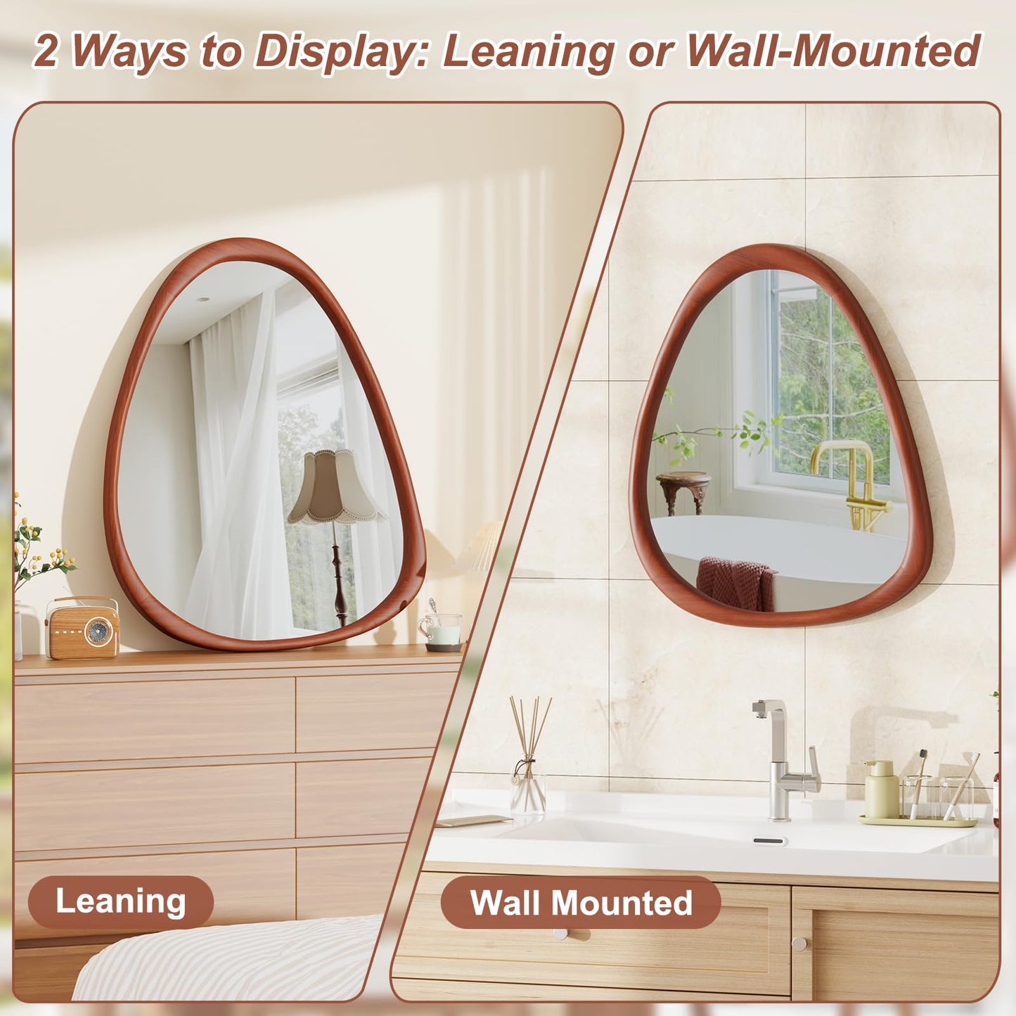 ZHUNFA Wooden Framed Vanity Mirror, 17×28 Inch Wall Mirror for Bathroom