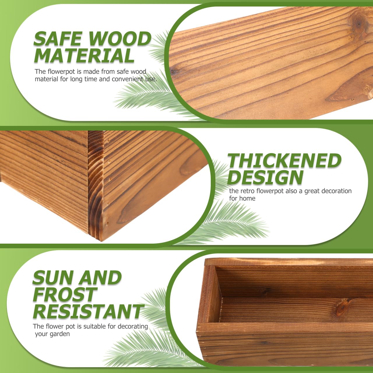 POPETPOP Outdoor Raised Garden Bed: Wooden Planter Box Wooden Raised Garden Bed - Rectangular Planter Outdoor for Patio, Balcony, Backyard, Centerpieces, Home, Wedding