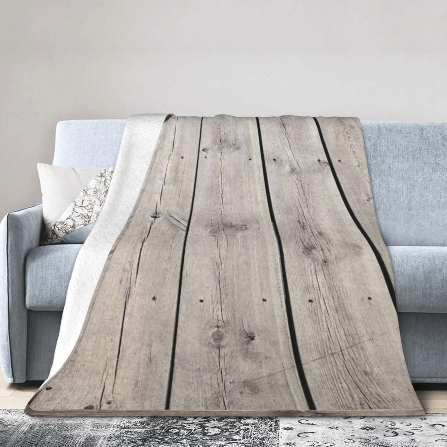 Flannel Natural Wooden Floor Background Throw Blanket- Ultra Soft Lightweight for Bed, Sofa, Travel & Camping 50"X40" Inch
