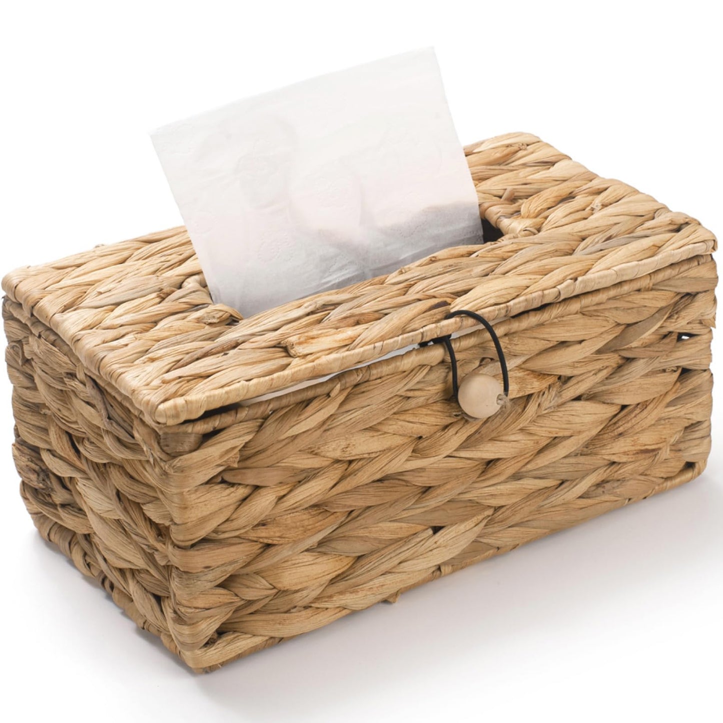 Tissue Box Cover Rectangular, Water Hyacinth Tissue Box Holder, Boho Decorative Woven Facial Tissue Holder for Bathroom, Kitchen, Living Room, Bedroom (Rectangular)