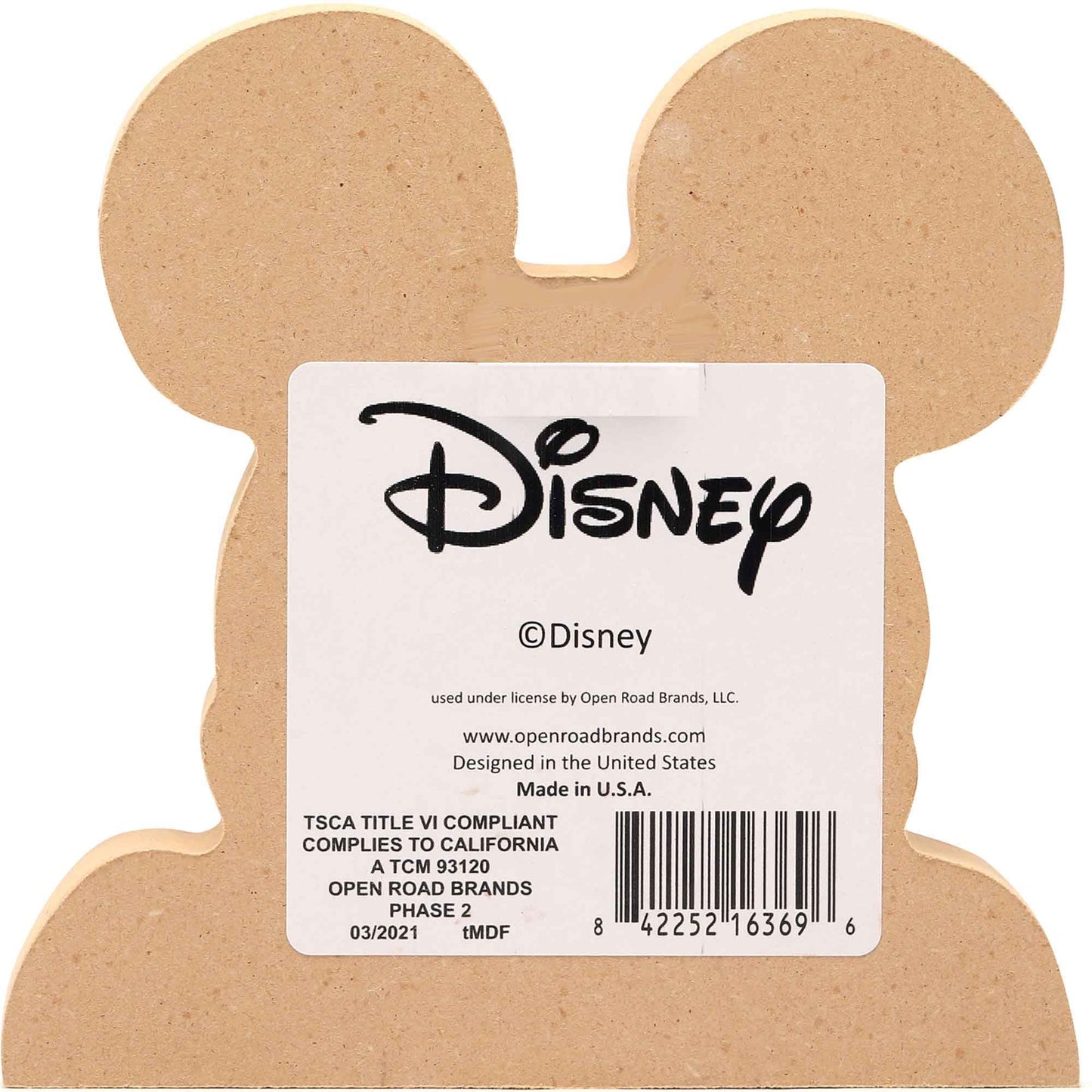 Disney Mickey Mouse Head Shelf Sitter Decor - Chunky Wood Block Cutout for Kids' Bedroom, Play Room or Office