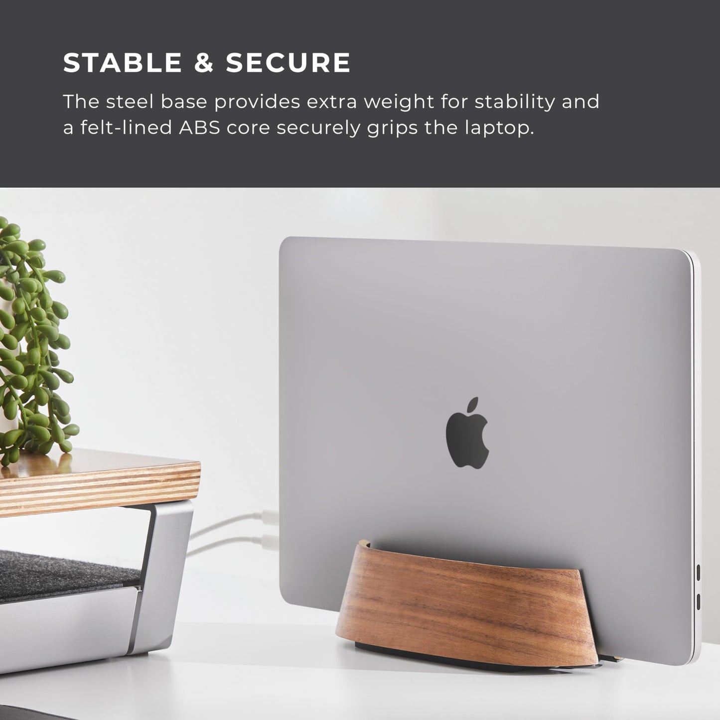 HumanCentric Vertical Laptop Stand in Maple Wood, Upright Adjustable Holder and Dock, Laptop Vertical Stand Fits MacBook Pro and Other Laptops .5" to 1.5", Clamshell Compatible