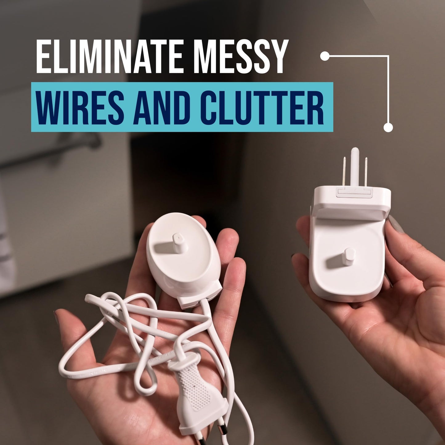 ProofVision Electric Toothbrush Wall Charger for US Socket for Oral-B/Braun (Excludes iO 7–10, Pulsonic) | Portable Oral-B Charging Station, Wireless, IPX7 Seal, with 2 Compatible Toothbrush Heads