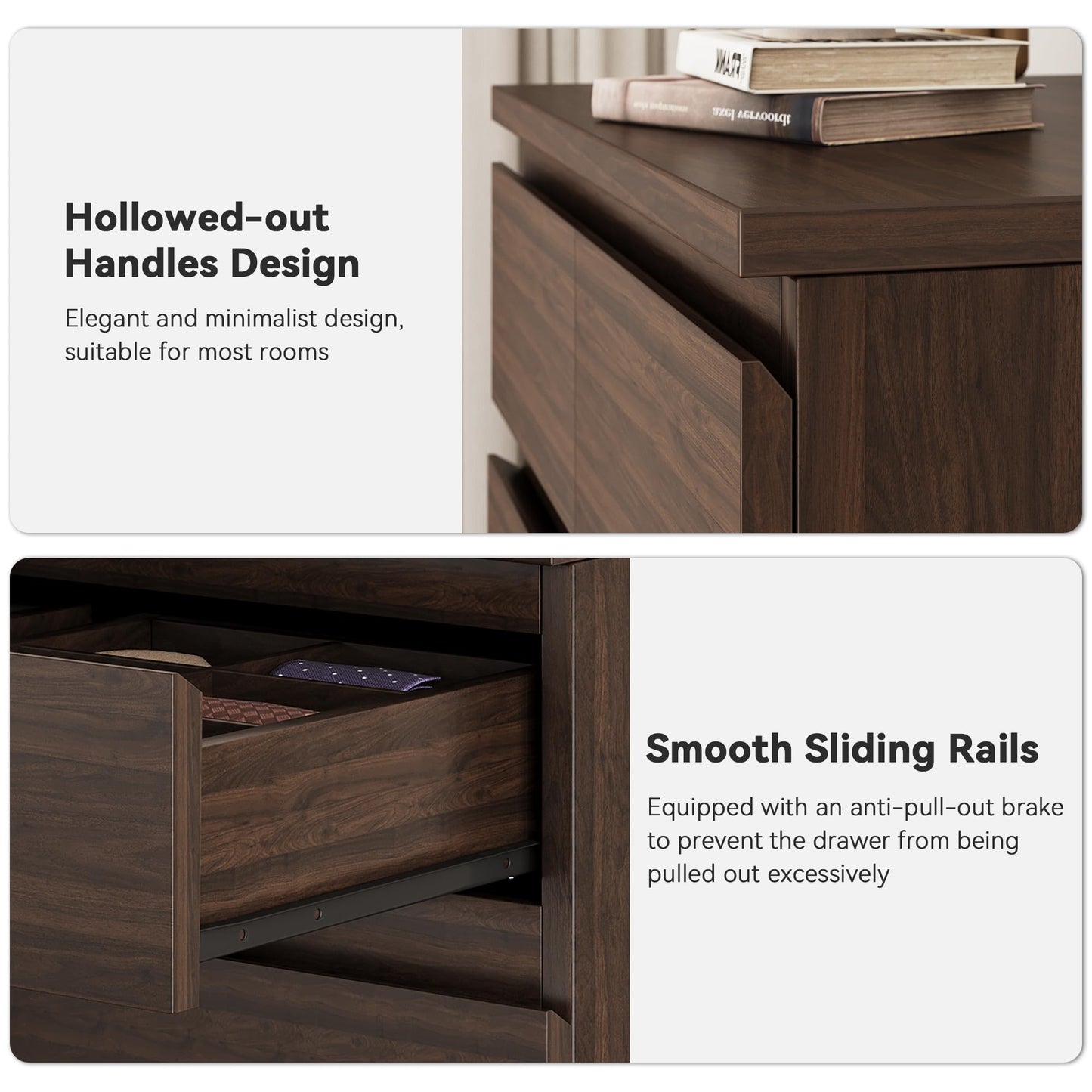 Brown Tall 7 Drawer Dresser for Bedroom, Modern Wood Closet Dressers & Chests of Drawers with Jewelry Storage, 23.6" L*15.8" W*47.5" H in Large Vertical Dresser for Bedroom, Living Room, Nursery