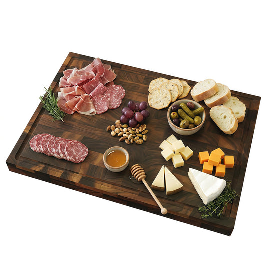 Black Walnut Wood Cutting Board 16.7x12", Heavy Duty Cutting Boards for Kitchen with Juice Groove & Non-slip Feet, Cutting Board for Meat & Veg, Charcuterie Boards, Wooden Trays (Black Walnut)