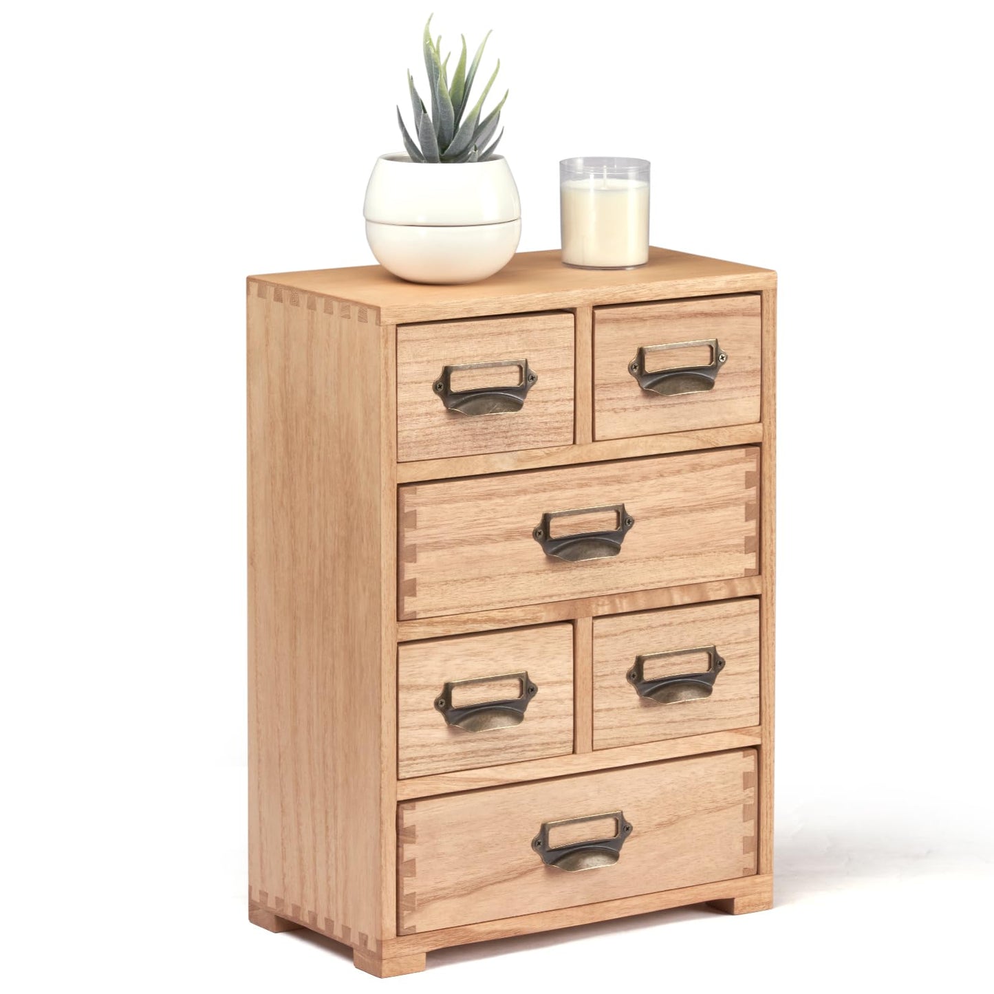 KIRIGEN Wooden Storage Cabinet Organizer Desktop Storage Drawers for Home Office Supplies Natural(4D6CG-NA)