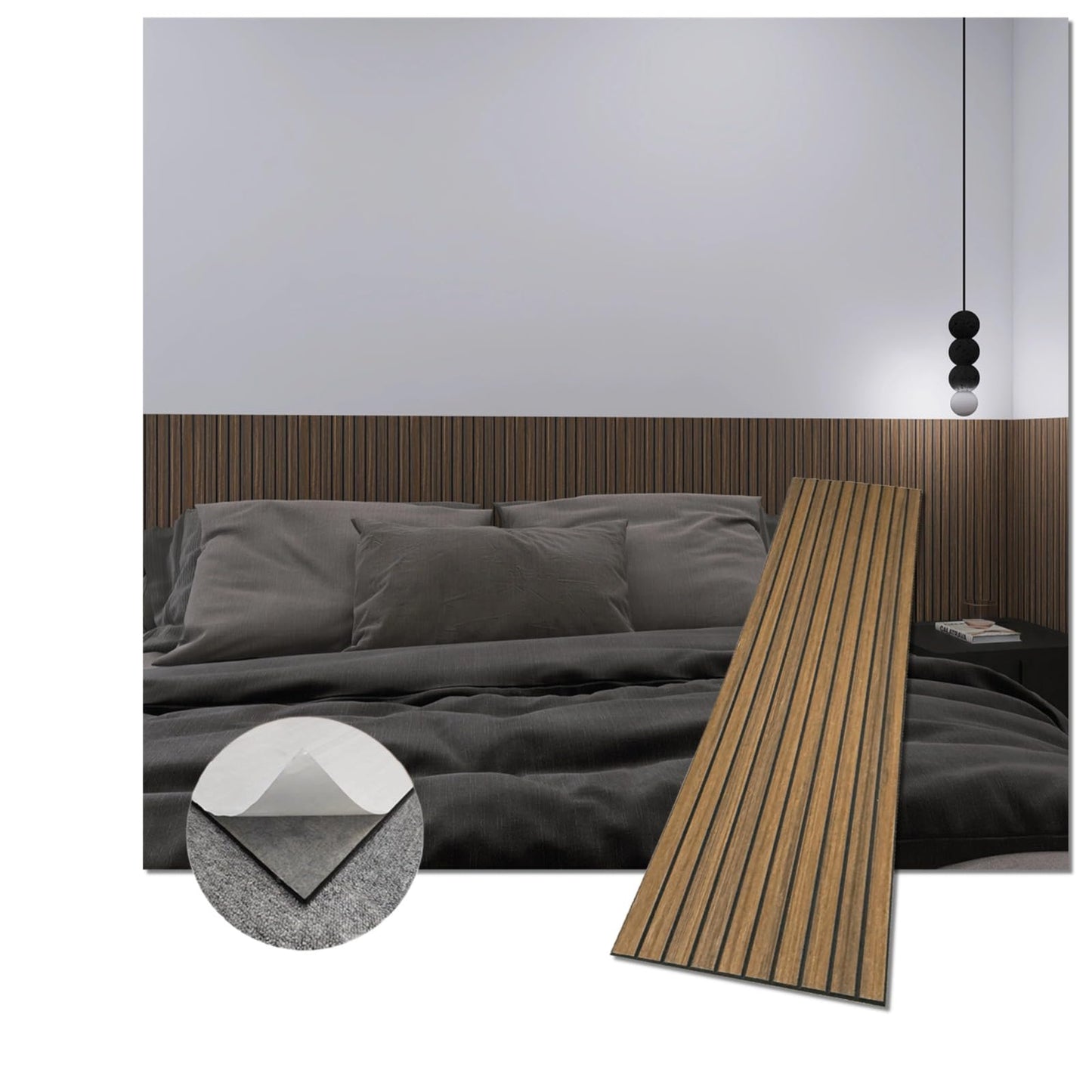 Modern Self-Adhesive Wood Slat Wall Panels, Peel and Stick Wooden Design, Decorative Wall Covering, 8-Pack 47.24x11.81in. Natural Wood Surface(Dark Walnut)