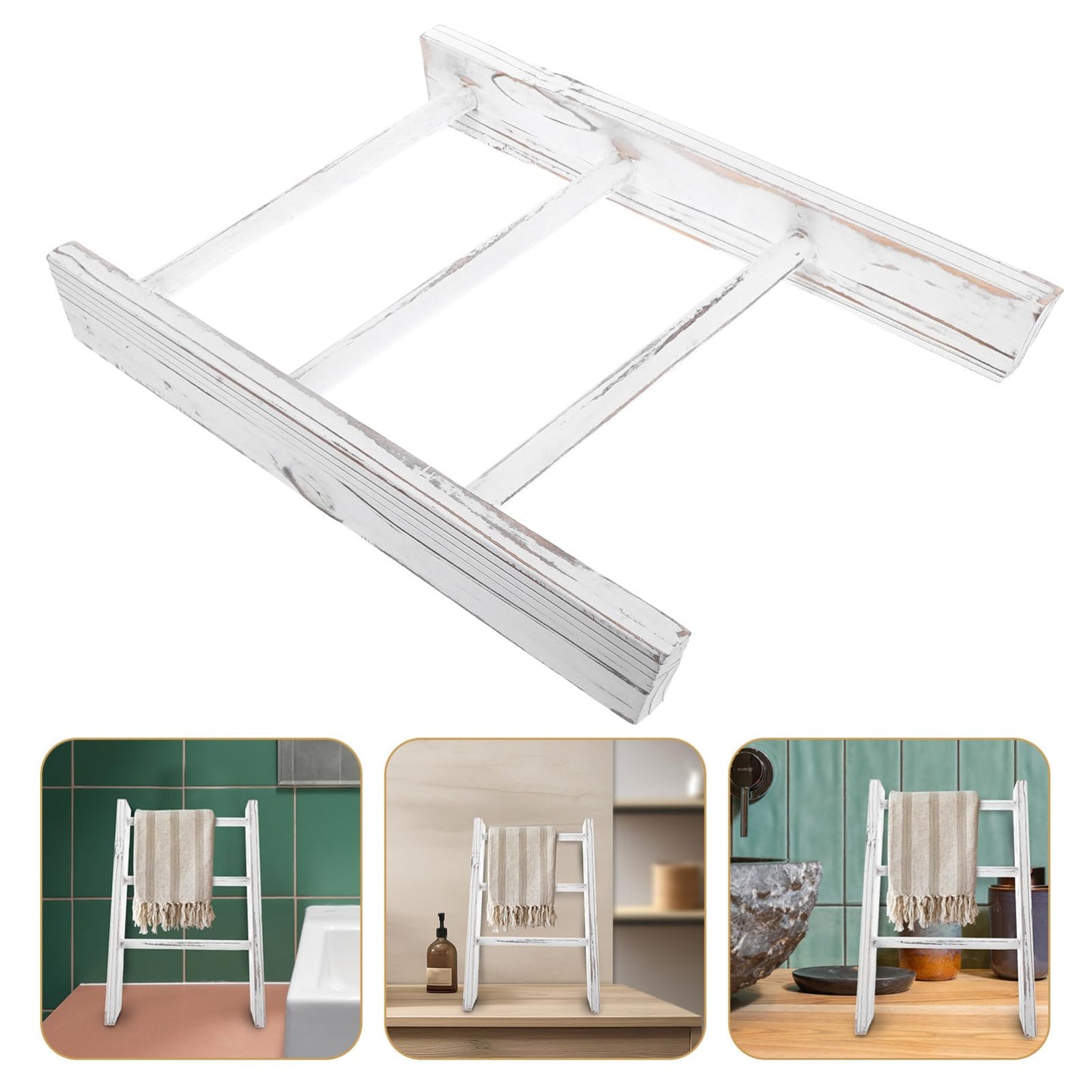 Yardenfun Miniature Ladder Towel Rack Rustic Bathroom Decor Compact Space Saving Design for Farmhouse Aesthetic for Countertop Use Stylish Tea Towel Holder Finish
