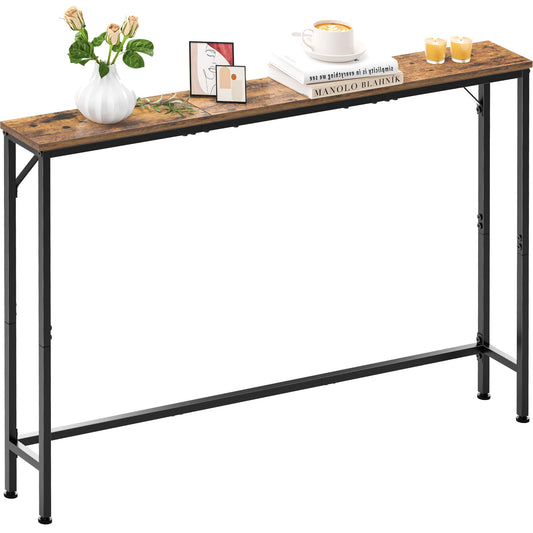 Vantimo 47.2" Console Table, Narrow Entryway Table, Skinny Sofa Table, Behind CouchTable, Long Skinny Table, DisplayTable for Entryway, Living Room, Foyer, Corridor, Office, Rustic Brown