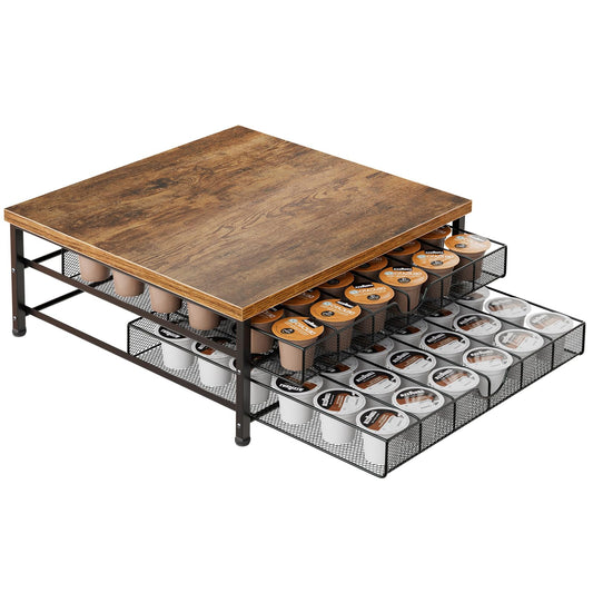 Coffee Pod Holder for Counter, 2-Tier K Cup Holder Organizer with Drawers