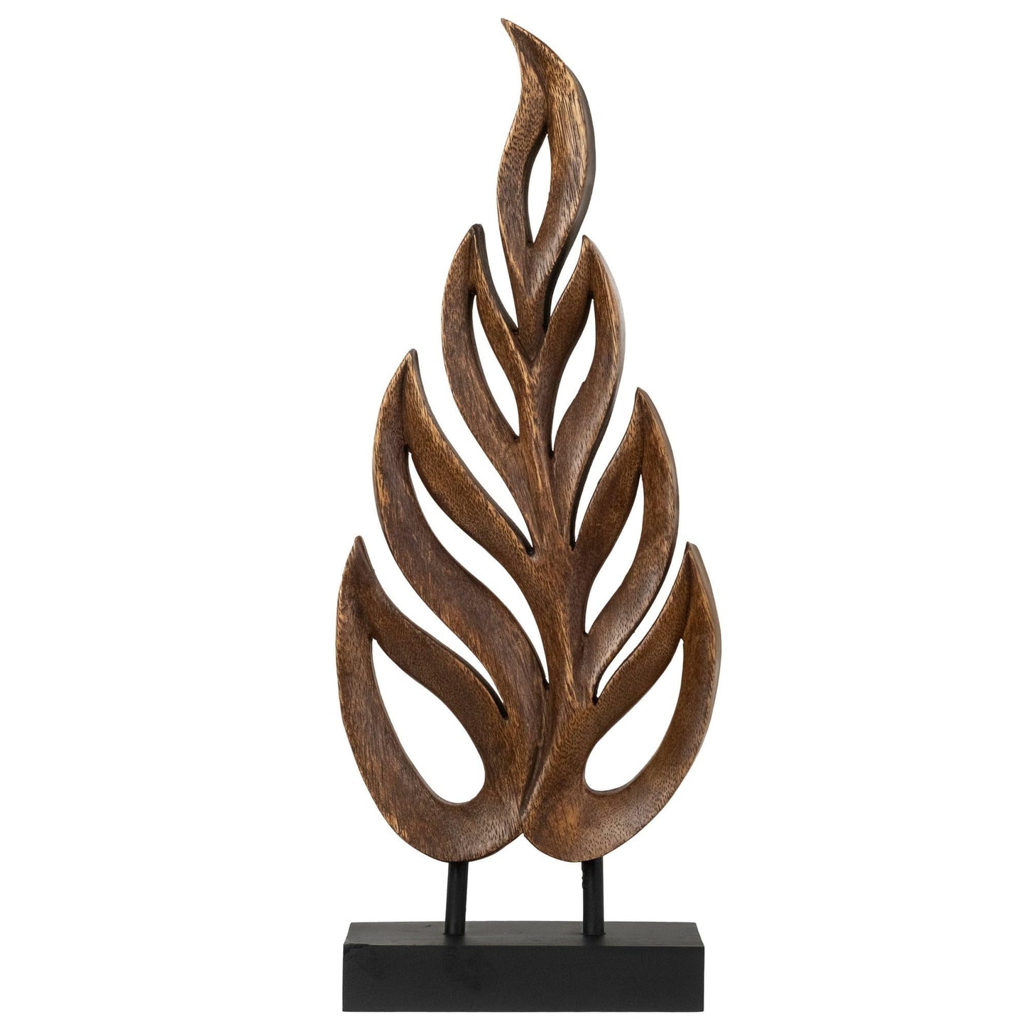 Decozen Wooden Leaf Sculpture - Hand Carved Solid Wood Coffee Table and Christmas Decor and Western Decor Accent for Living Room, Mantel, Bookshelf Décor, Christmas Decorations, Thanksgiving