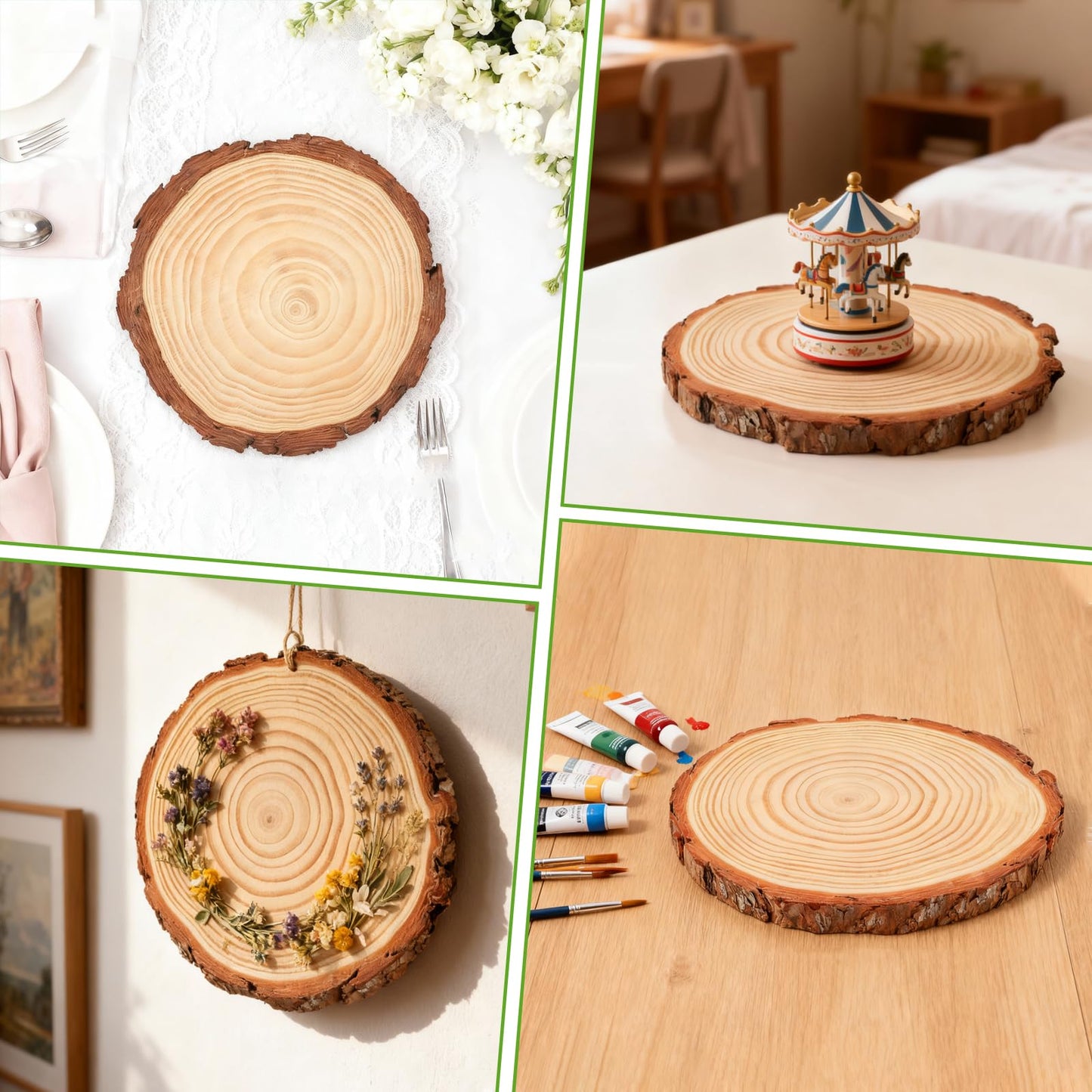 FSWCCK 10 Pack Nature Unfinished Round Wood Slices, 7-7.8 Inches Wooden Circle, Large Wood Slabs for Weddings Centerpieces Decor and DIY Painting Crafts (7"-7.8")