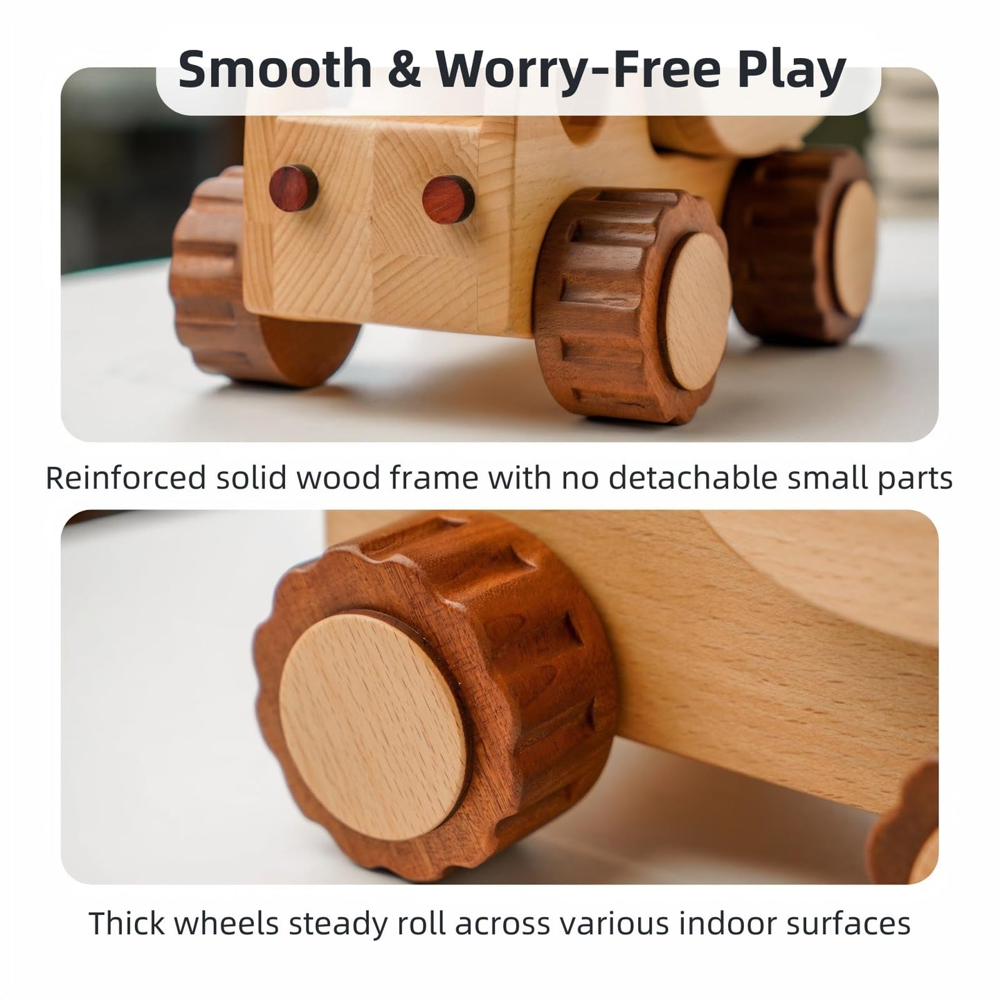 DadCarved Wooden Dump Truck for Toddlers Kids