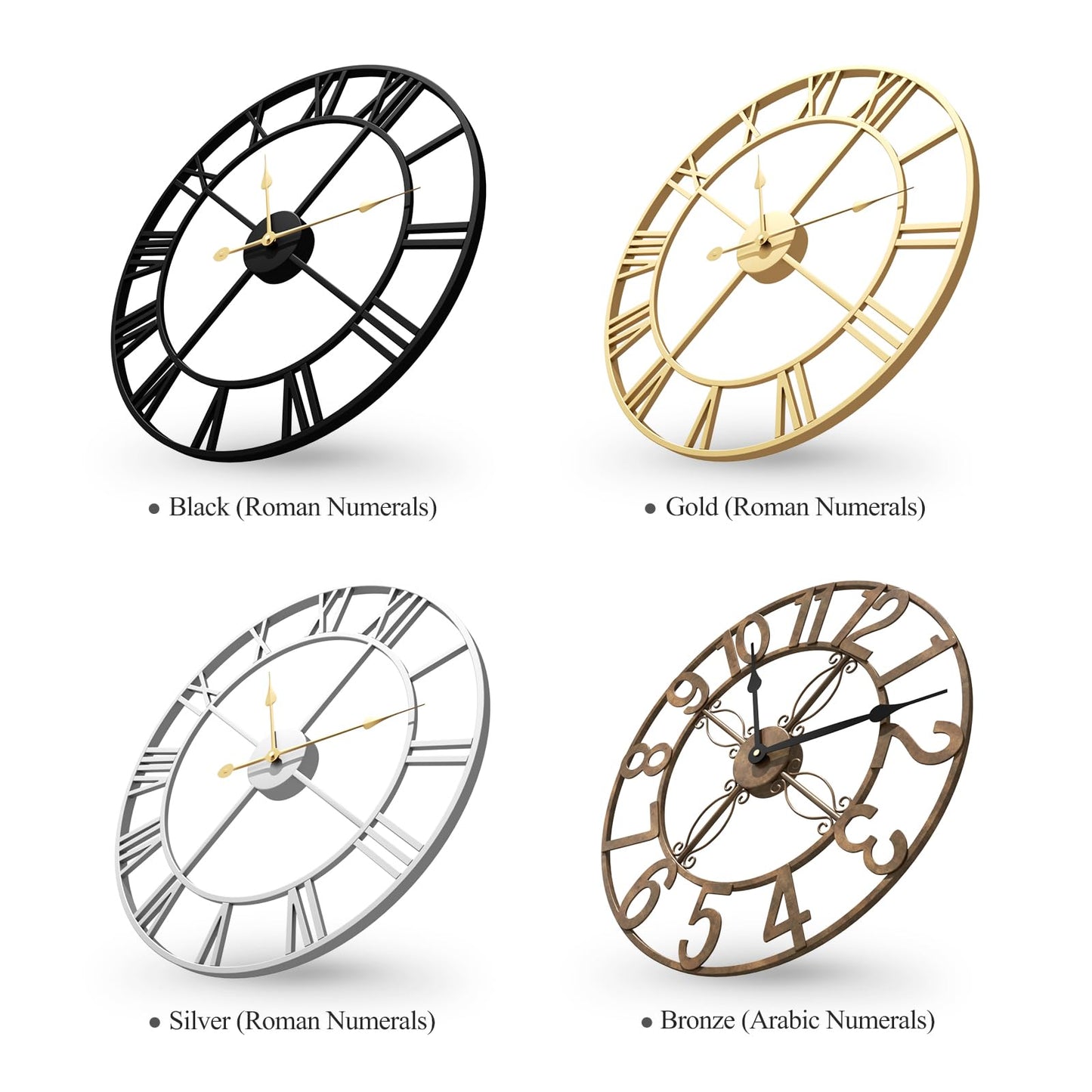 Cuspin Large Wall Clock for Living Room Decor, 30 Inch Wall Clock Battery-Operated Silent Non Ticking, Modern Black Decorative Metal Clock with Arabic Numerals