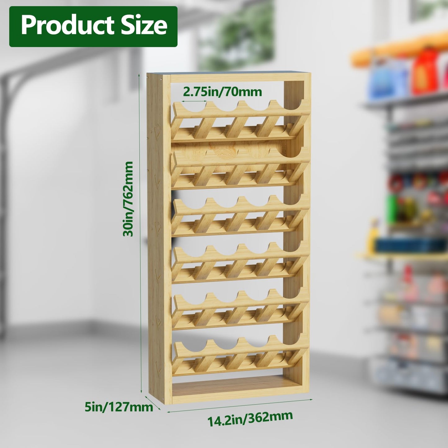 foriy 24 Can Spray Paint Holder – 6-Tier Wooden Aerosol Organizer Rack Wall Mounted Spray Can Organizer for Lubricant, Oil, Garage, Workshop, Craft Room, Space Saving Storage (14.2" L x 5" W x 30" H)
