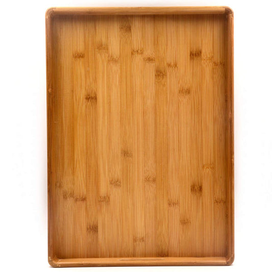 Bamber Large Bamboo Serving Tray Decorative Coffee Tea Platter 18 x 13 x 1.2 Inches