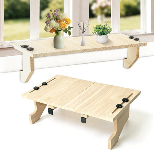 oyhqes Windowsill Plant Shelf Stands for Indoor Plants, 21.65 x 11.81 x 6.3 Inches, Floating Wooden Shelf with Brackets, No Drilling Required, Perfect for Cat Perch & Planters
