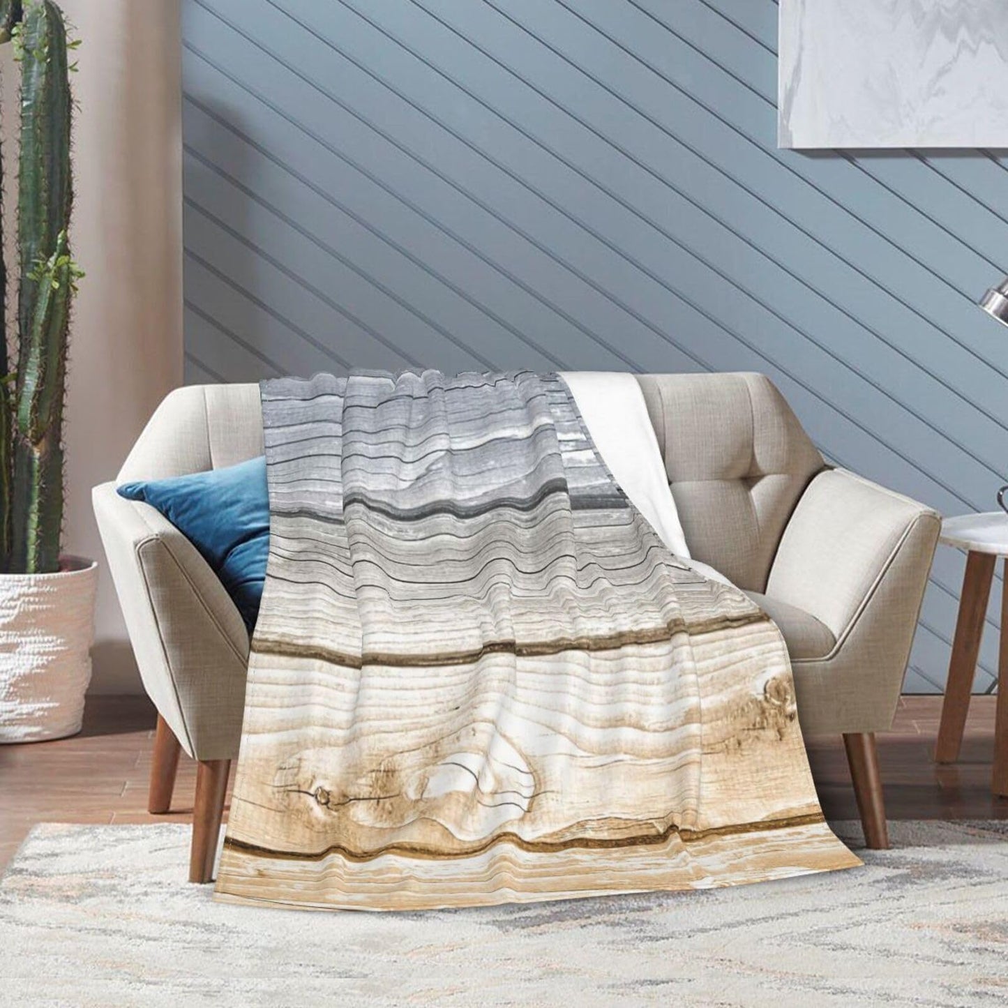 Planks Grunge Vintage Wooden Board (7) Reversible Flannel Throw Blanket - Ultra Soft Lightweight Blanket for Bed, Couch, Travel 40"X30"