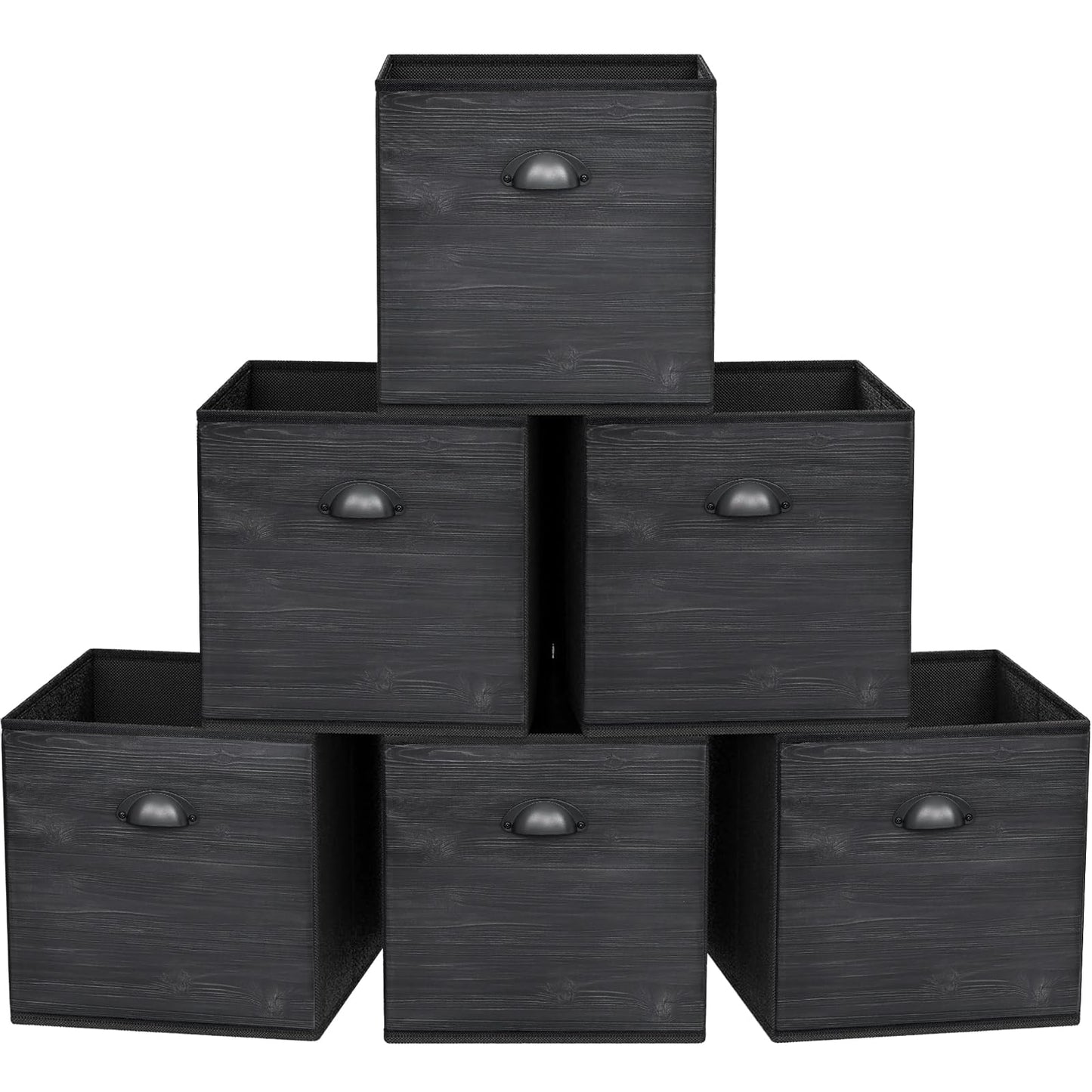 homyfort Faux Wood Grain Cube Storage Organizer Bins, 12x12 Inch Storage Cubes, Closet Cloth Baskets Box for Shelves, Set of 6