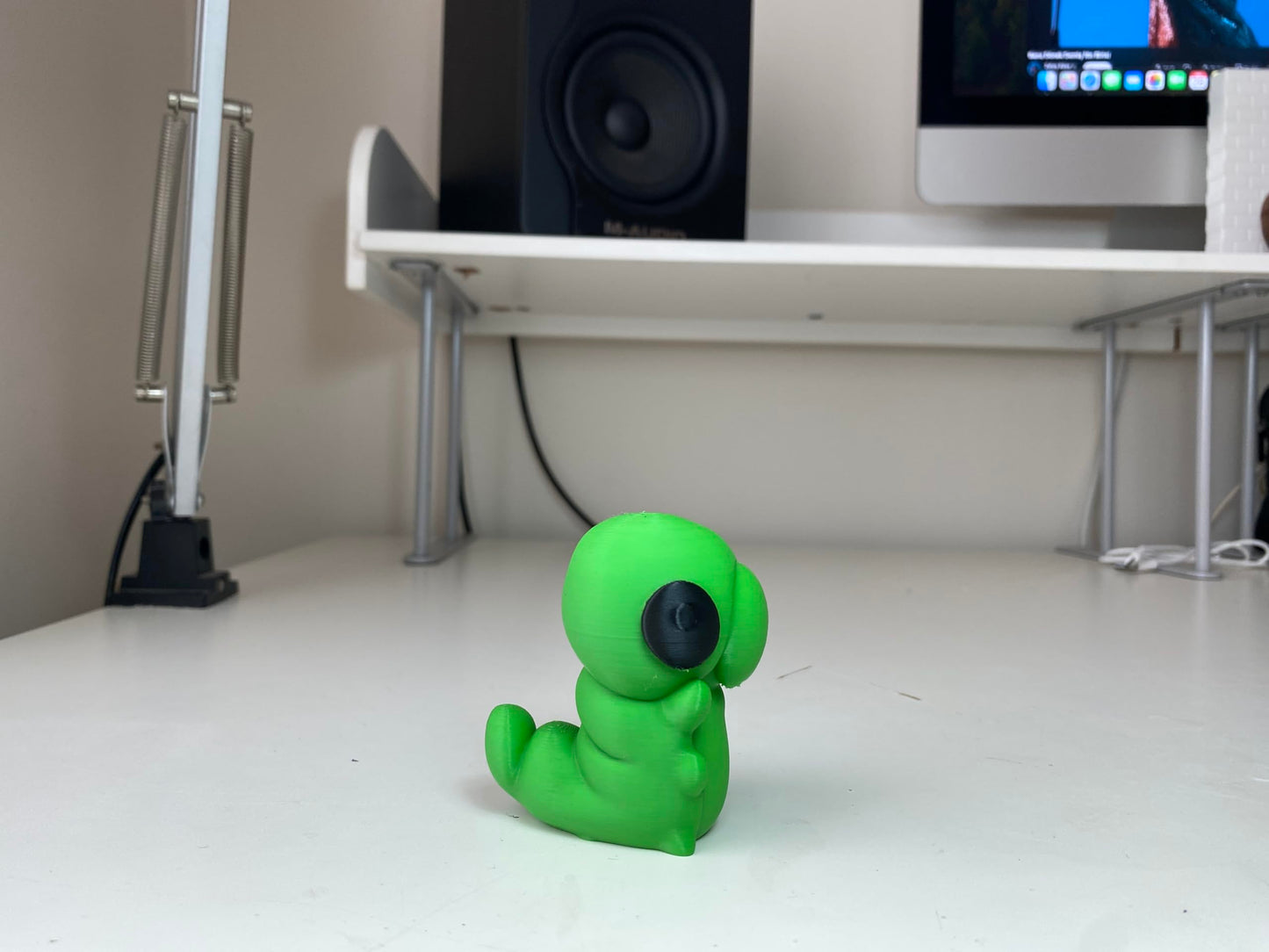 Little Green Grub Figurine - Vibrant Handheld Forest Creature Statue - Indie Game Inspired Desktop Companion and Gaming Room Shelf Decor