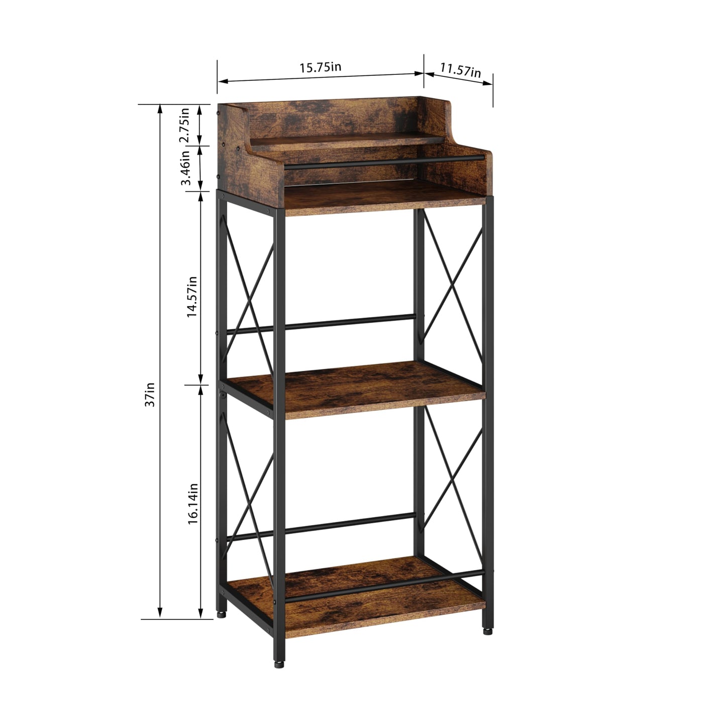 KLM Liquor Bottle Display Shelf, Coffee Syrup Rack Organizer, 3 Step Countertop Wine Rack, Mini Bar, Retro Bar Shelf Stand for Whiskey, Spirits.(Brown)