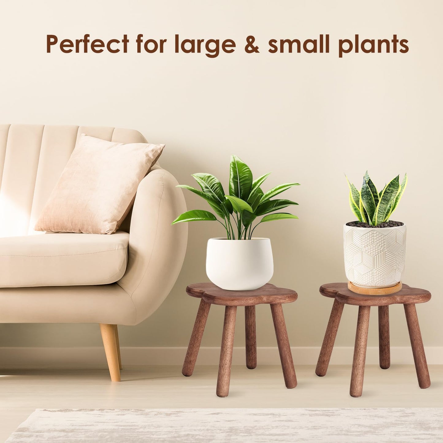 Jurath Wooden Step Stool for Adults Upgraded11.6inch Small Wooden Stool with Four Detachable and Assembled Legs for Bathroom, Kitchen, Bedroom, Plant Stand (Natural Solid Wood top and Legs)