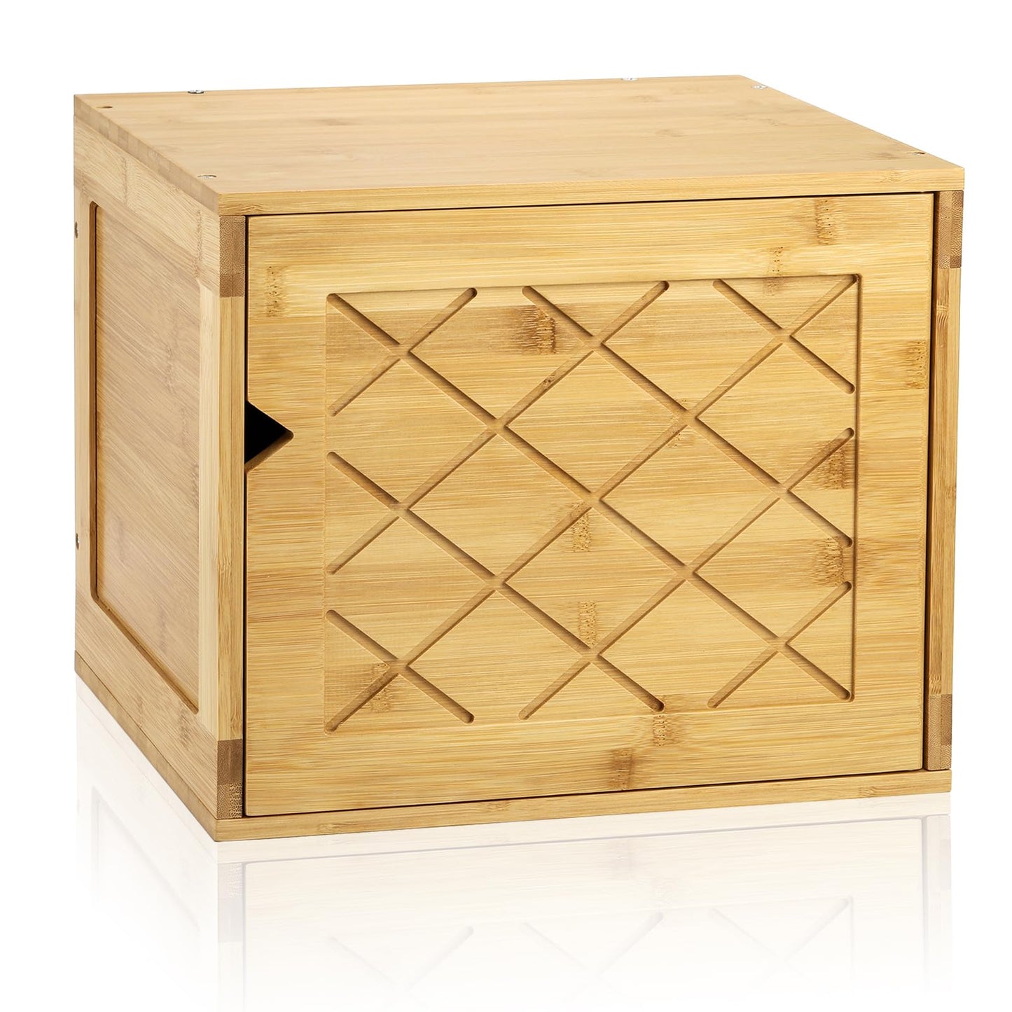 Fasmov Cube Storage Organizer, Bamboo Cube Bookshelf, Stackable Connect Storage Cube Cubby Organizer with Door, Stackable Cubes Bin for Bedroom, Home and Office