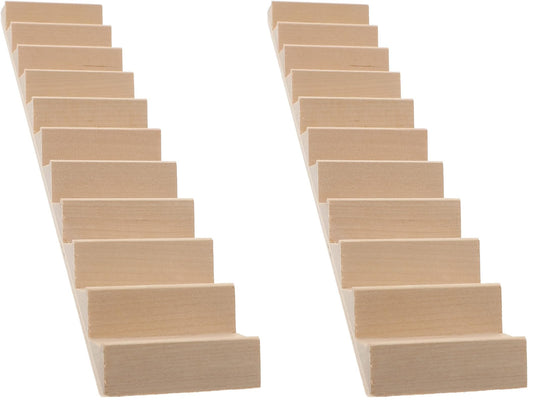 Sewroro Doll House Furnishings 1 12 Scale Dollhouse Stairs Miniature Stairs Wooden Stringer Steps Model DIY Mini Wood Staircase Without Armrest for Micro Landscape Decor (Pack of 2)