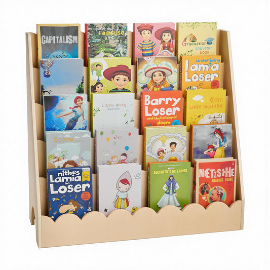 VEVOR 5-Tier Montessori Bookshelf, Scalloped Kids Bookcase, Wooden Book Shelf, Daycare Furniture Display Bookshelf for Bedroom, Living Room, Entryway, Nursury, Preschool