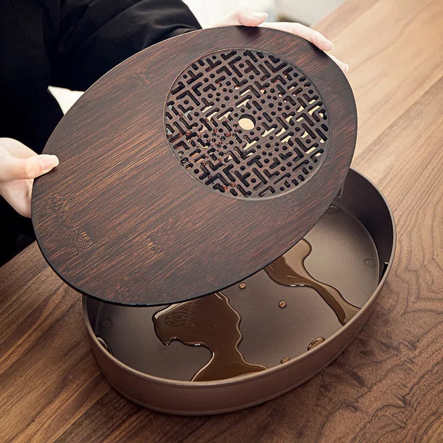 Bamboo Chinese Gongfu Tea Tray With Water Storage - Vintage Tea Set Table (Small)