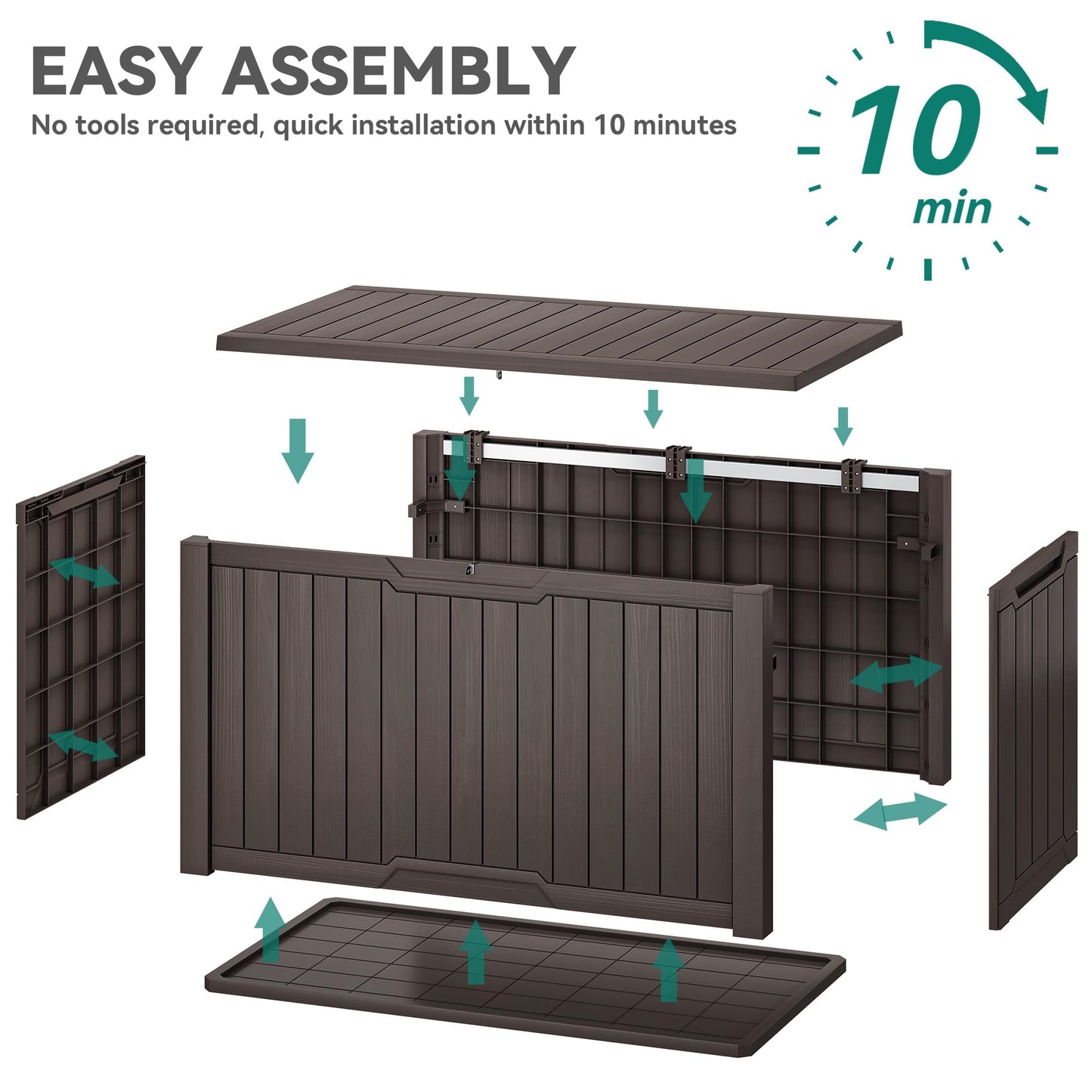 YITAHOME XXL 240 Gallon Large Outdoor Storage Deck Box for Patio Furniture, Outdoor Cushions, Garden Tools and Sports/Pools Equipment, Weather Resistant Resin, Lockable (Dark Brown)