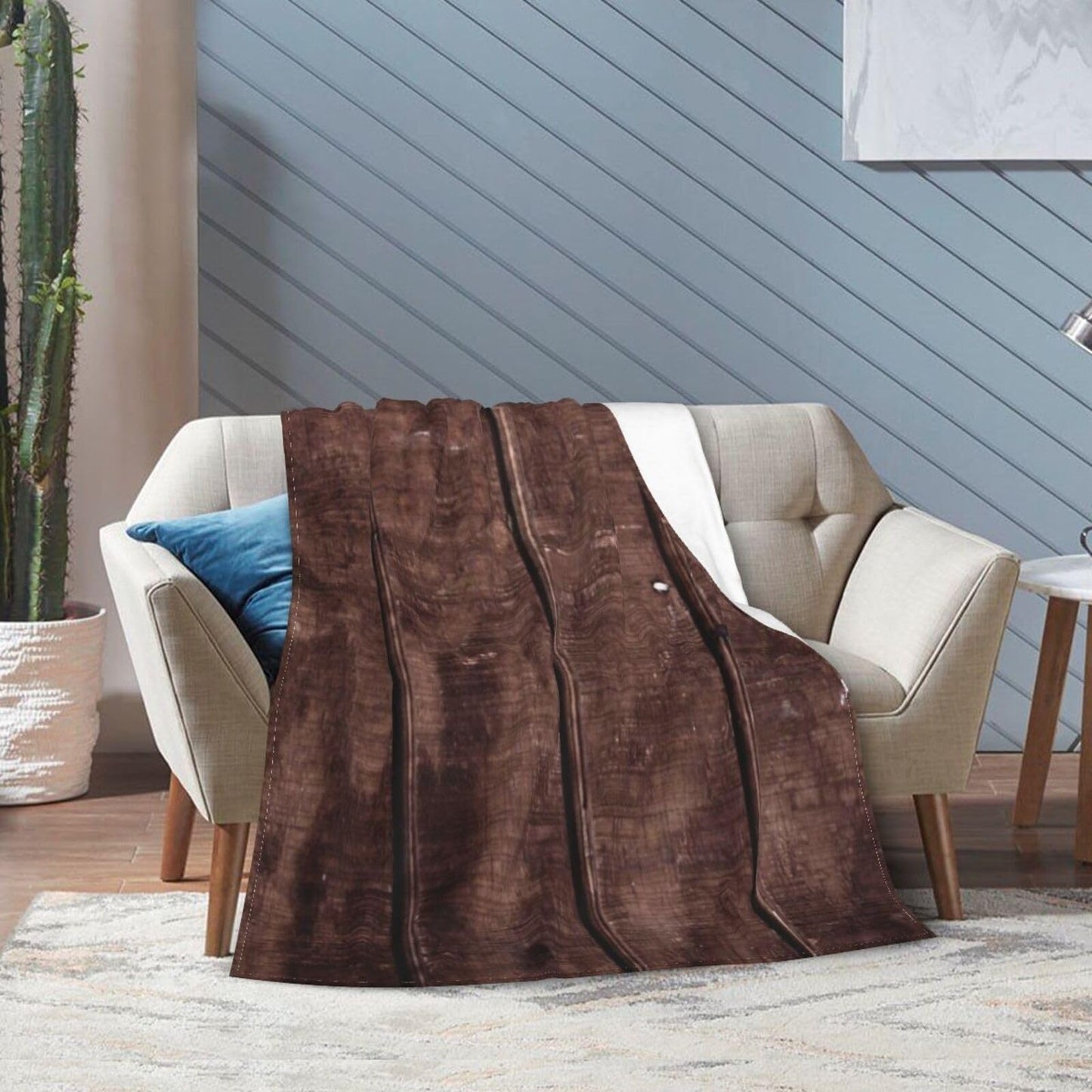 60"X50" Wooden Plank Texture Soft Flannel Blanket - Lightweight and Quick Drying, Used for Home, Travel, Camping