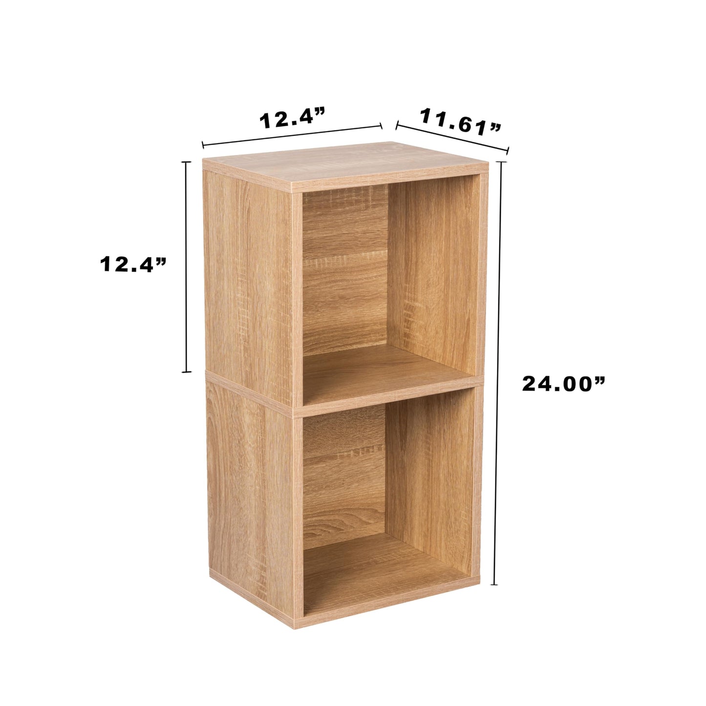 2 Cube Storage Organizer Wooden Bookshelf, 2 Cube Shelf Bookcase, Small Bookshelf Storage Organizer, 2 Cube Storage Shelf for Bedroom, Small Bookshelf for Living Room and Office (Natural, 2 Cube)