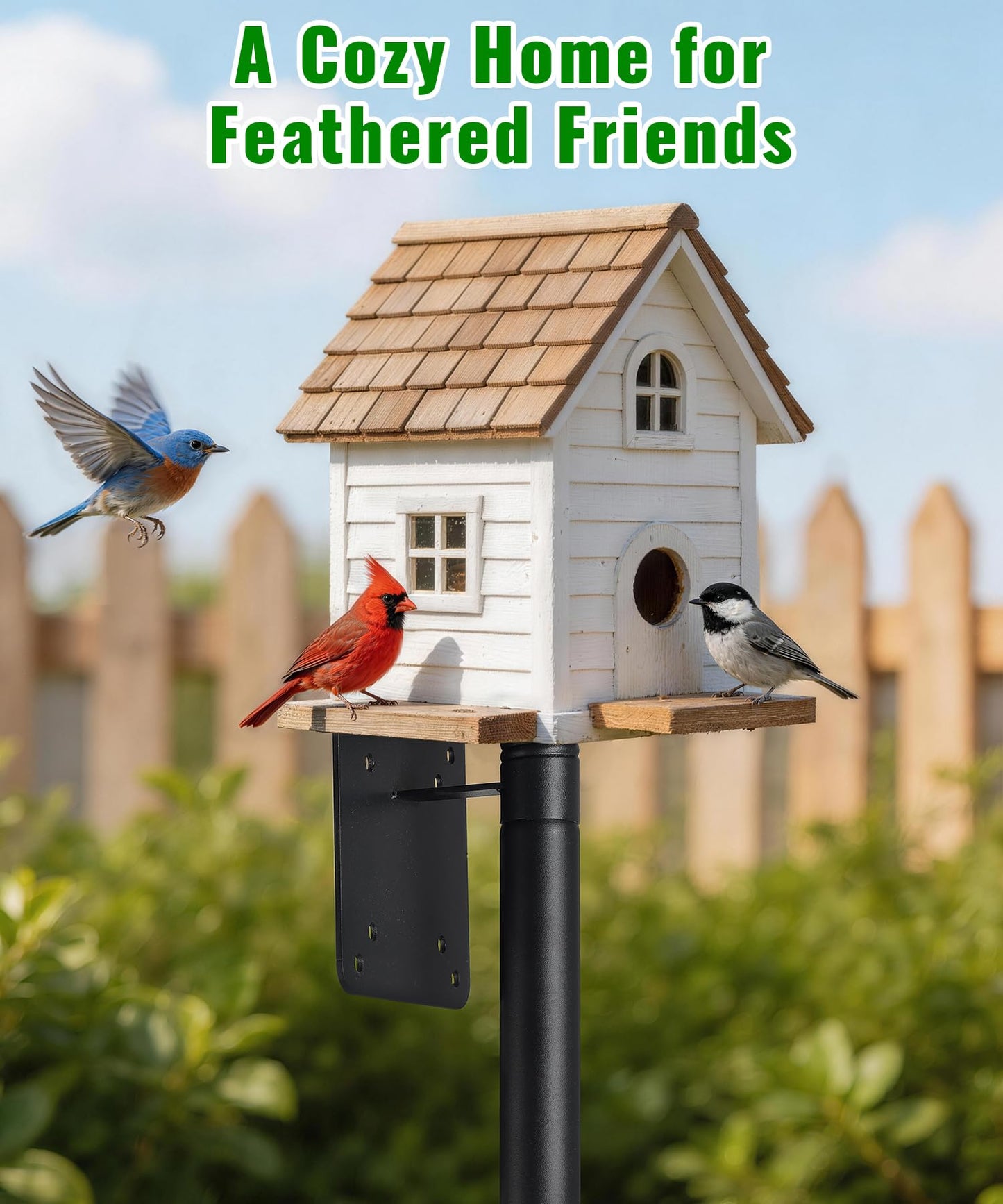 2 Pack Bird House Pole, Heavy-Duty Outdoor Bird Feeder Pole with Stable 5-Prong Base, 75” Adjustable Height, 1 Inch Dia Universal Mounting Stand for Yard Garden Bird Watching and Feeding
