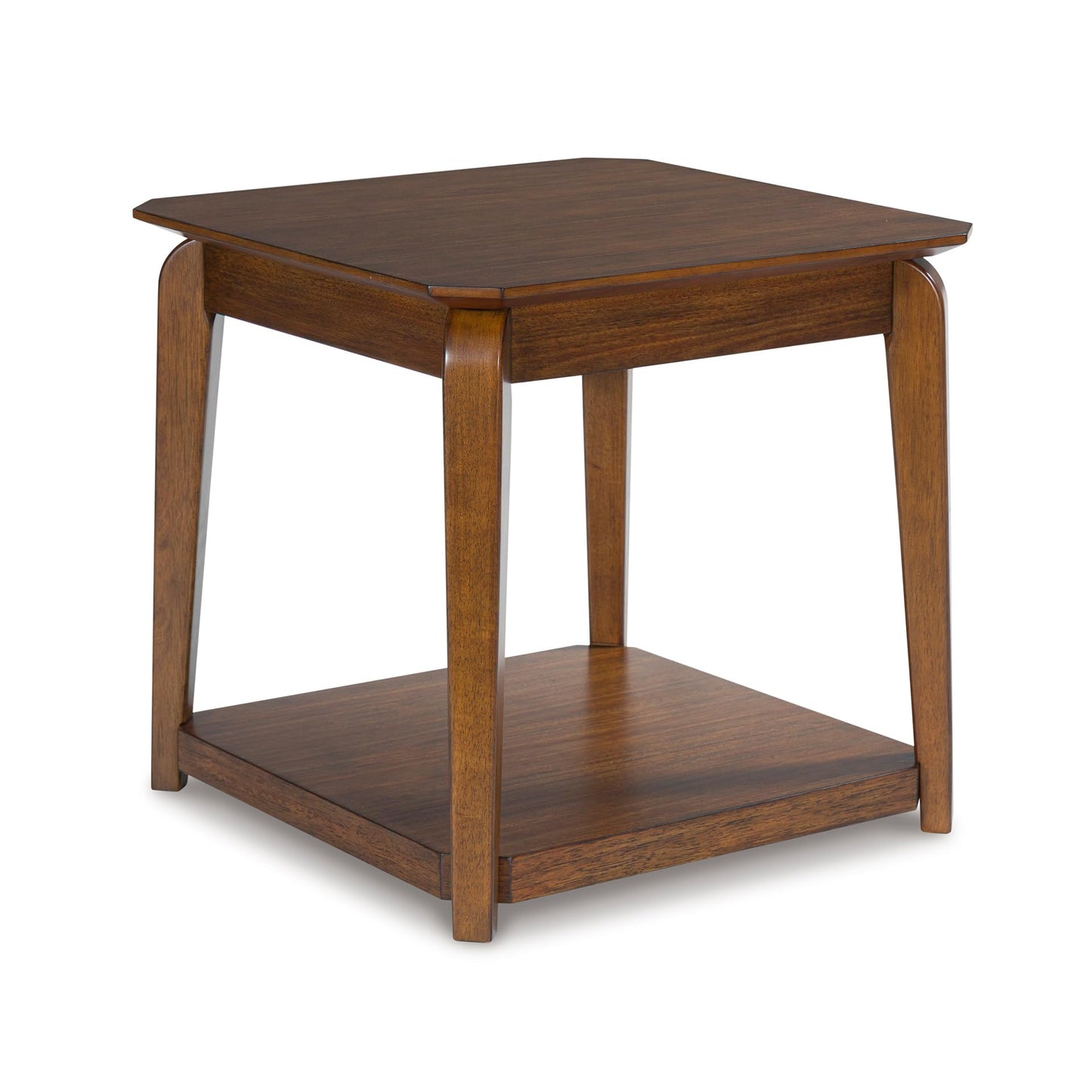 Signature Design by Ashley Trenmour Mid-Century Modern End Table with Lower Open Shlef, Light Brown