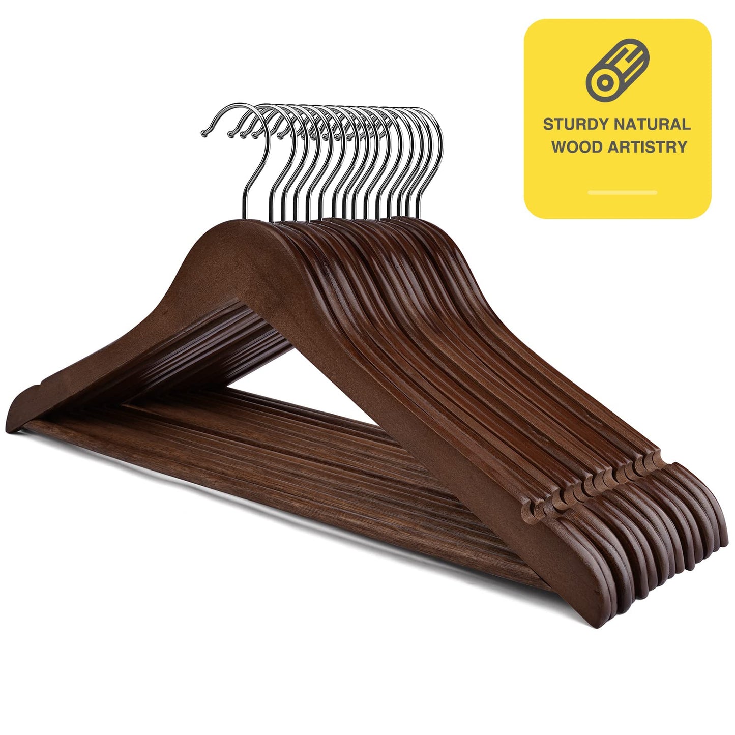 UINICOR Wooden Hangers - 30 Pack - Clothes Hanger for Daily Used,Heavy Duty Wood Hangers with Precisely Cut Notches,Coat Hanger for Closet, Clothes Hangers for Shirt Suit Dress (Walnut)