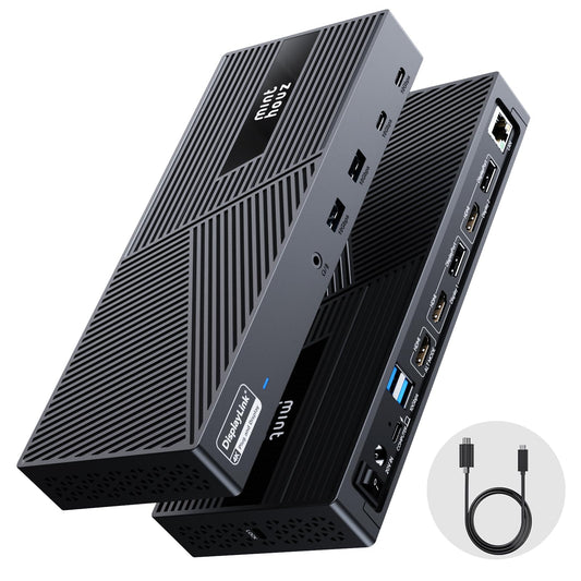 Minthouz DisplayLink Docking Station Triple Monitor 4K@60Hz, 14-in-1 USB C Dock for MacBook Dell HP Lenovo, 160W Adapter,100W PD Charging for Thunderbolt 5/4/3, 3HDMI,2DP, 6 USB A/C, LAN, Audio