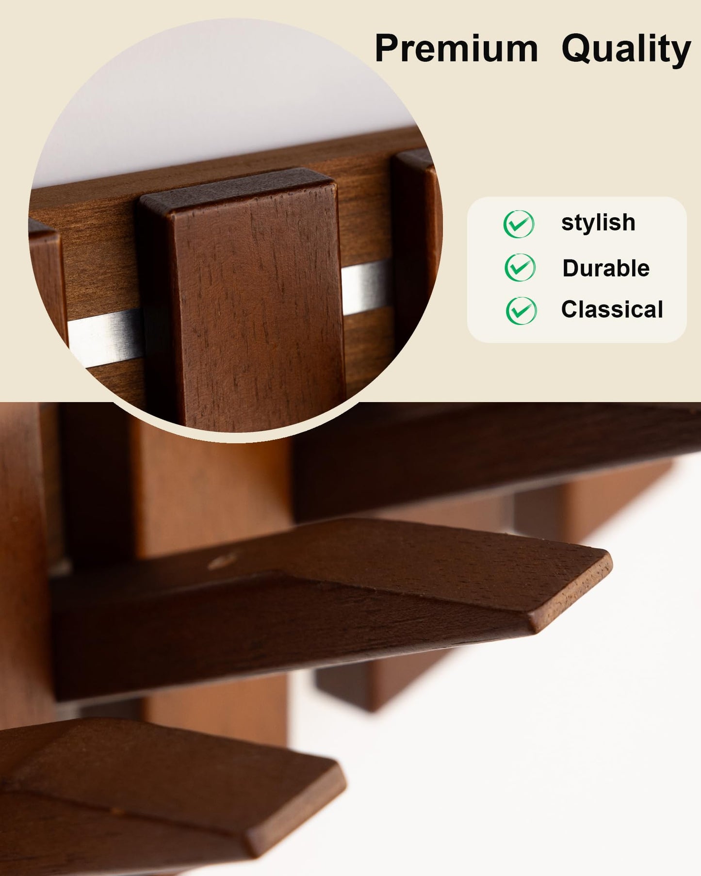 BLHOVNO Wooden Coat Rack Wall Mount with Shelf, Heavy Duty Entryway Organizer with 8 Hooks,Coat Hooks Hanger for Coats, Hats, Bags & Towels, Walnut Wall Hanger for Hallway, Bedroom, Kitchen (8 Hooks)
