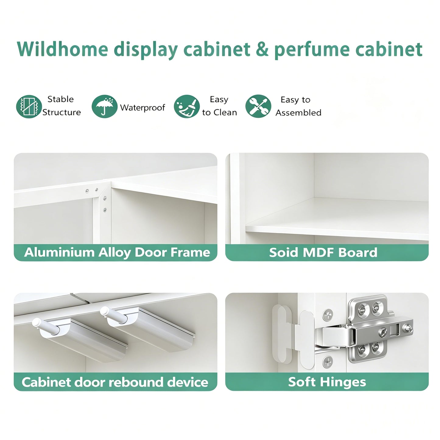 Wildhome Wooden Curio Cabinet with Acrylic Glass Door,77" Tall Arch Display Cabinet & Perfume Organizer with LED Light,Showcase for Collections, Perfume,Vinyl Albums, Bookcase(Arched top-White, Large)