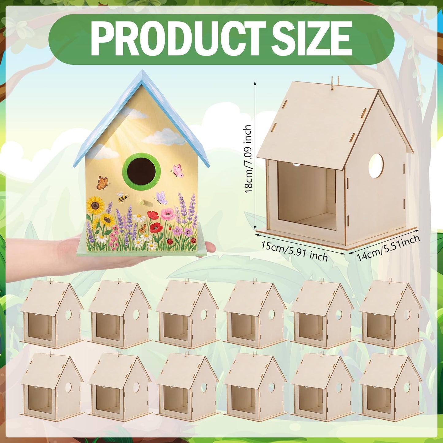 DoubleFill 10 Pack Wooden Bird Feeder Kits for Kids Make Your Own Bird Feeder Crafts Painting Kits DIY Birdhouse Building Crafts Children GITS for Outdoor Spring Summer Decor