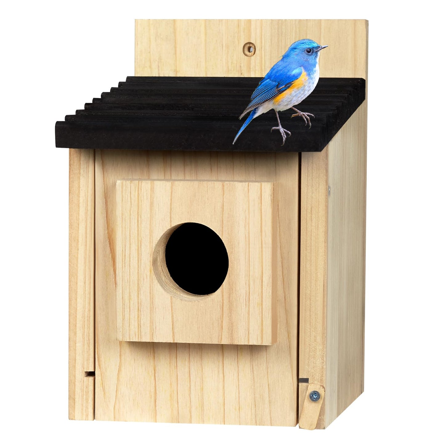 CLACKIBUKVYZ Birdhouse for Outdoors Clearance, Wooden Bluebird House for Outside, Weatherproof Hanging Bird Nesting Box for Finch, Cardinal, Wild Bird Watching (Easy Clean, Ventilated)