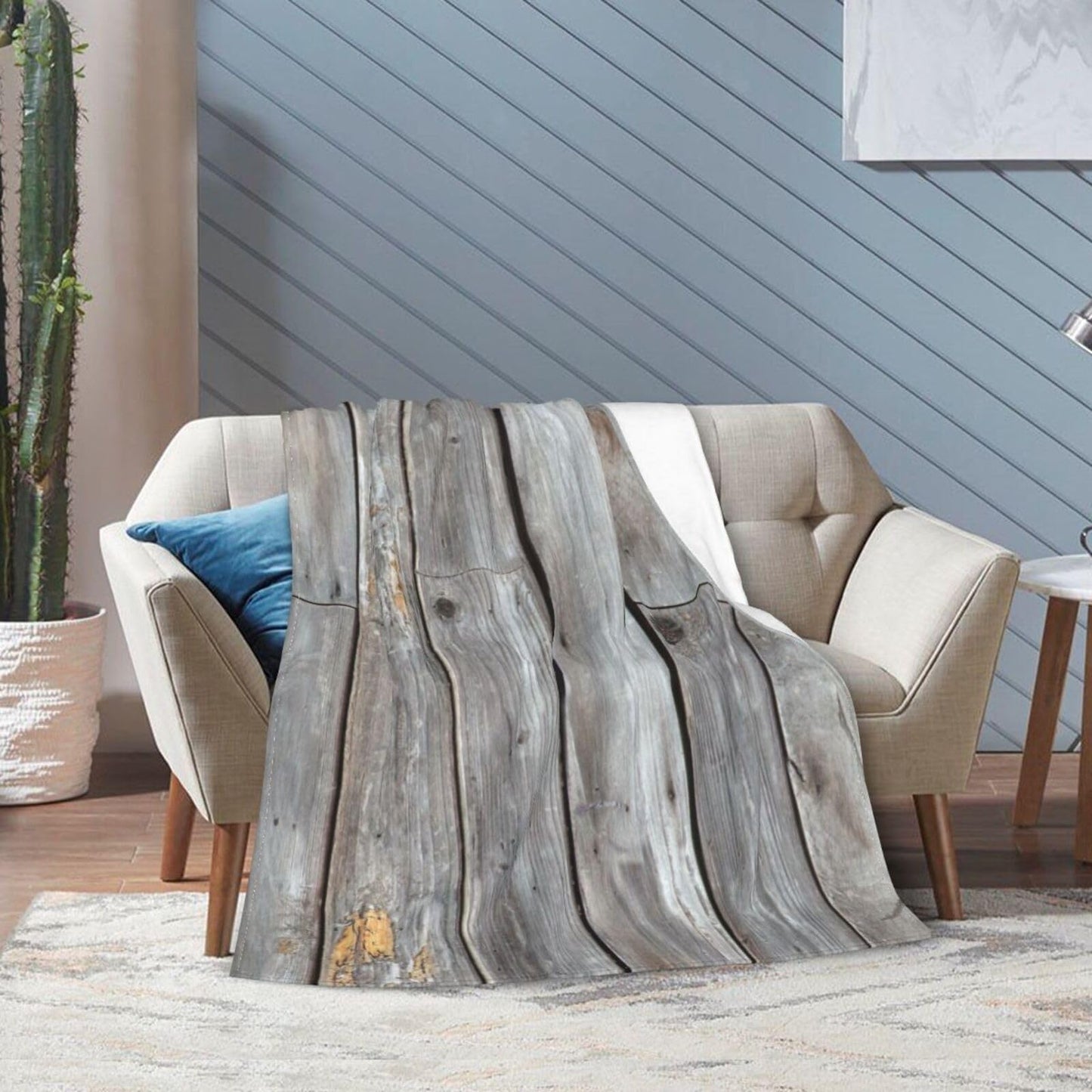 50"X40" Weathered Wooden Planks Texture Soft Flannel Blanket - Lightweight and Quick Drying, Used for Home, Travel, Camping