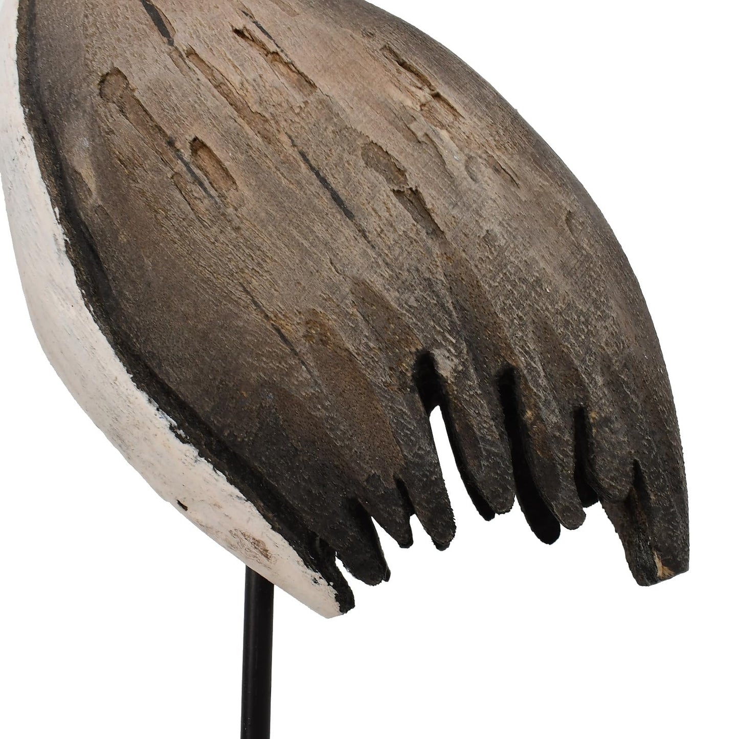 Linfevisi Crane Decor Nautical Sea Bird Sculpture Statue Solid Wood Coastal Table Decor Large Birds Figurines Standing Ocean Beach Shore Themed Bathroom Home Decor Summer Shelf Indoor 12.4 Inch