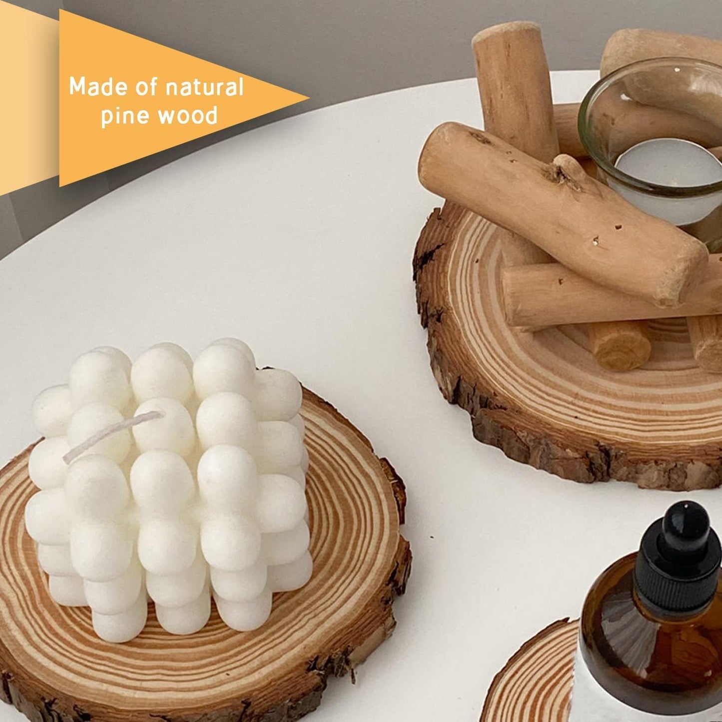 Unfinished Wood Slices for centerpieces 18 PCS 5.1-5.5 Inch,Round Wooden Discs with Tree Bark,Wood Cookies Circles for Crafts Christmas Ornaments,Wood Slice for Rustic Wedding Decoration