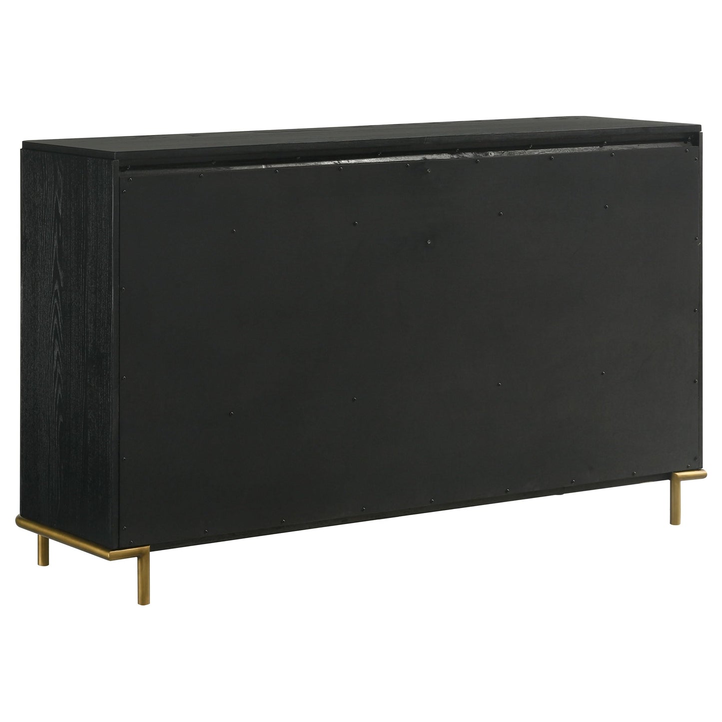 Coaster Home Furnishings - Arini - Wood - 8-Drawer Dresser with Felt-Lined Top, Round Ball Knobs, Metal Glides, Gold Base, Wire-Brushed Details, Coastal Style - Bedroom - Black - 224333