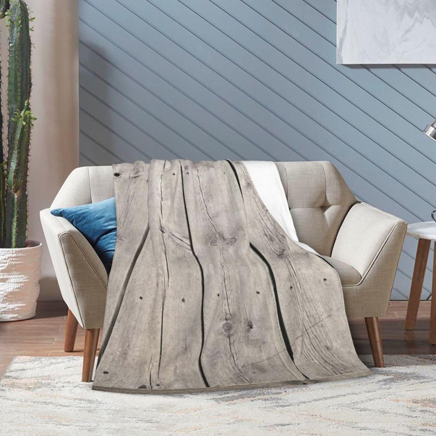 Flannel Natural Wooden Floor Background Throw Blanket- Ultra Soft Lightweight for Bed, Sofa, Travel & Camping 50"X40" Inch