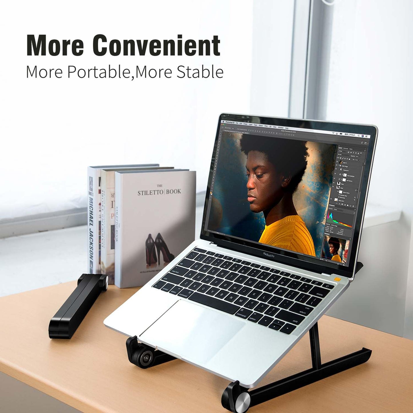 Adjustable Laptop Stand for Desk, Portable Notebook Riser Fits 12 13 14 15 16 17 18 Inch Gaming Laptops & All Computers, Reinforced Nylon+304 Stainless Steel+Silicone, Ergonomic Desktop Stand Holder