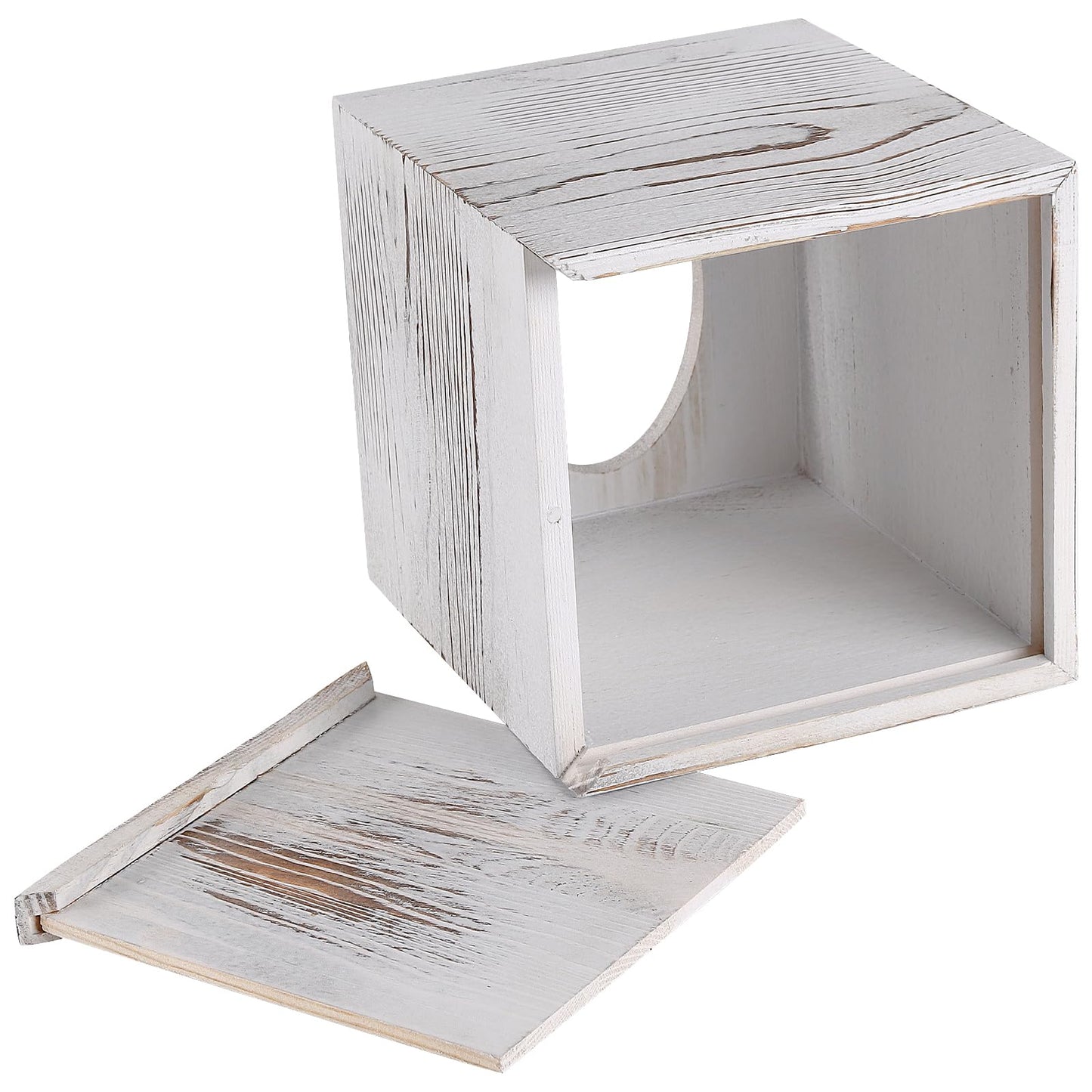 SENJEOK 2 Pack Wooden Tissue Box Cover Square, 5.5 x 5.5 x 6.1 Inch White Tissue Box Holder for Home Office Bathroom
